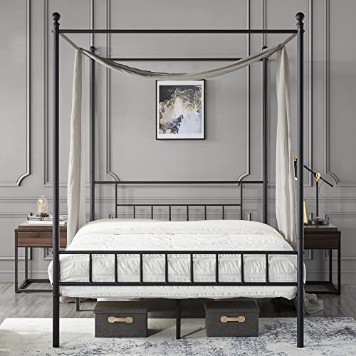 Yaheetech Metal Canopy Platform Bed Frame Four-Poster Canopied Bed...