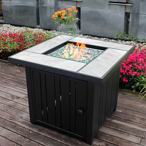 OutVue 30' Propane Fire Pit with Real Ceramic Tabletop, 50000 BTU Gas...