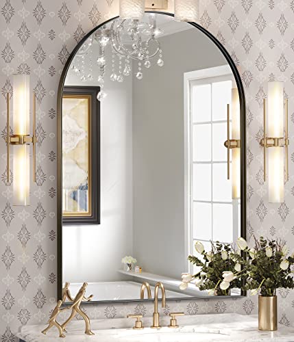 Brightify Arched Mirror, Arched Wall Mirror, 24 x 36 Inch Black Arch...