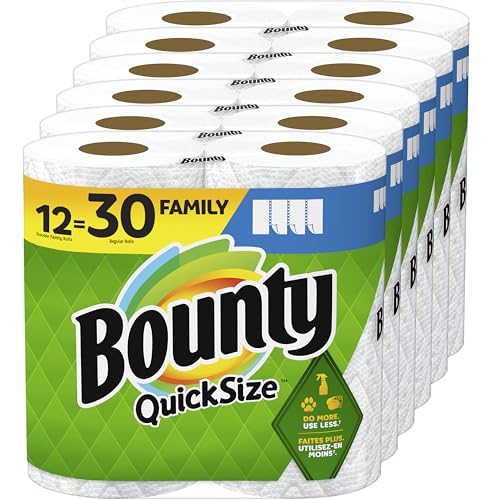 Bounty Quick-Size Paper Towels, White, 12 Family Rolls = 30 Regular...