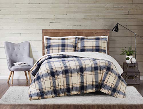 Truly Soft Cuddle Warmth Printed Plaid King Comforter Set in Blue and...