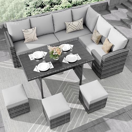 IDEALHOUSE 7 Pieces Outdoor Dining Set,Patio Sectional Sofa...