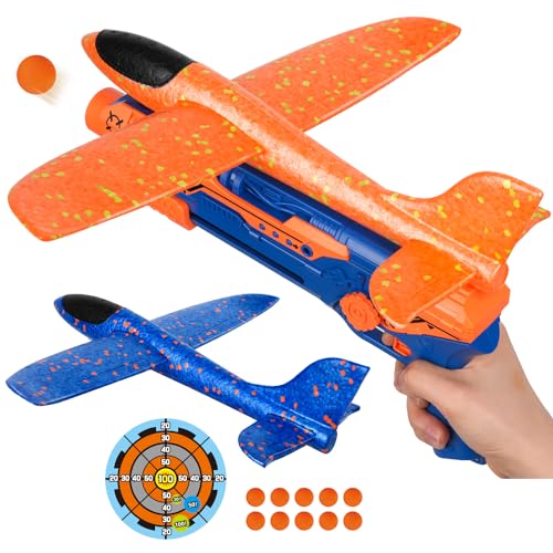 TOY Life Airplane Launcher Toy Foam Airplane Glider for Kids, 2 Pack...