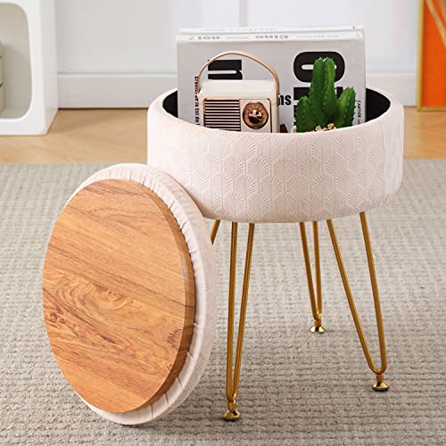 Cpintltr Footrest Footstools Round Velvet Ottoman with Storage Space...