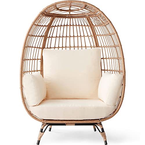 Best Choice Products Wicker Egg Chair, Oversized Indoor Outdoor...