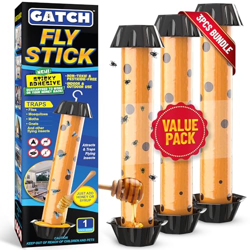 GATCH Fruit Fly Trap (3 Pack), Fly Stick for Mosquitoes, Sticky Trap...