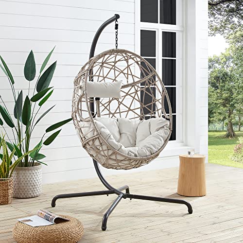 Ulax Furniture Outdoor Egg Chair Patio Hanging Swing Chair with Stand...