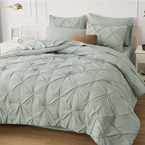 Bedsure Green Comforter Set Queen - Bed in a Bag Queen 7 Pieces,...