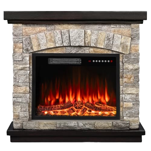 BOSSIN 36' Electric Fireplace with Mantel, 23 inch Electric Fireplace...