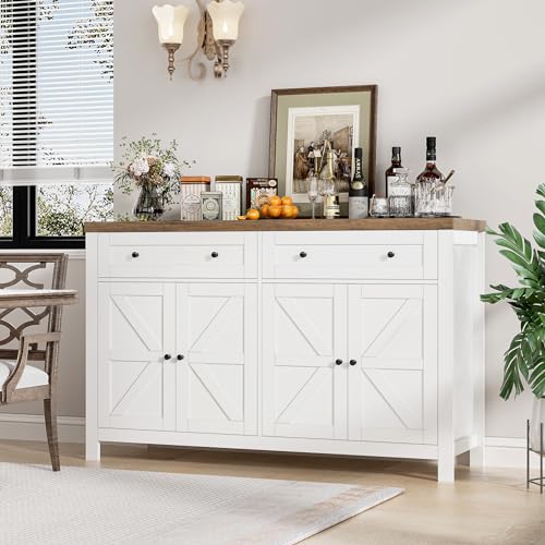 HOSTACK 55' Buffet Sideboard Cabinet with Storage, Modern Farmhouse...