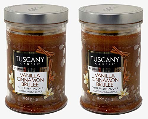 Tuscany Candle 18oz Scented Candle, Vanilla Cinnamon Brulee 2-Pack