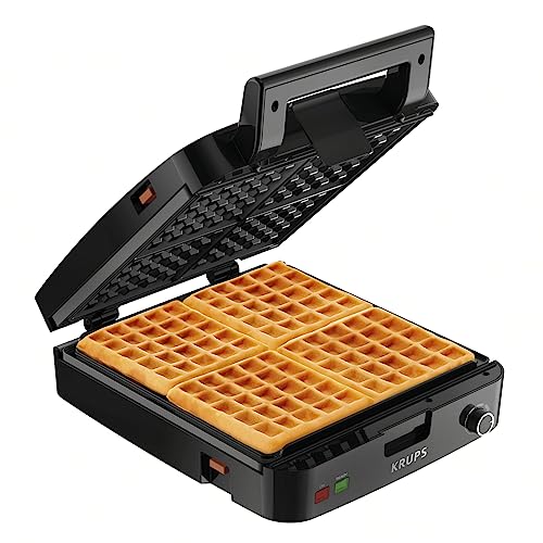 KRUPS: Waffle Maker, Stainless Steel, 4 Slices, 1200 Watts Square, 5...