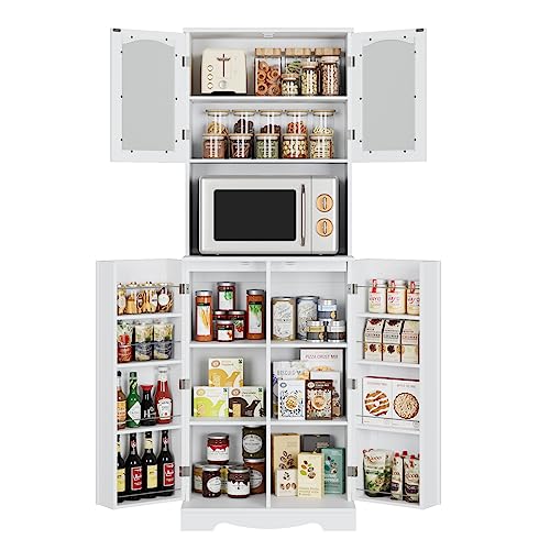 HOSTACK 71'' Pantry Cabinet, Tall Storage Cabinet with Microwave...