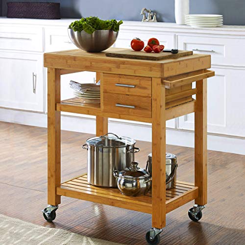 Home Aesthetics Rolling Kitchen Island Cart with Drawers Shelves,...