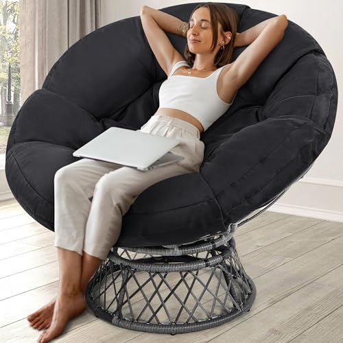 KROFEM 44' Giant Oversized Rattan Papasan Chair with Cushion and Frame...
