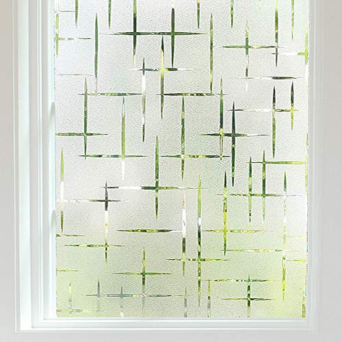 Finnez Frosted Window Film Non-Adhesive, Frosting Privacy Film for...
