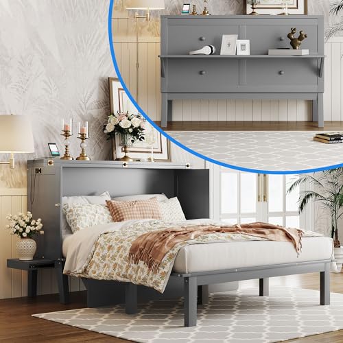 Queen Murphy Bed, Modern Wall Bed with Desk, Built-in Dual Power/USB...