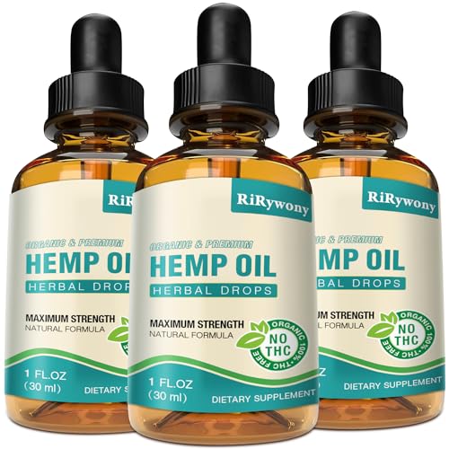 Hemp Oil High Potency - 3 Pack Maximum Strength Organic Hemp Drops for...