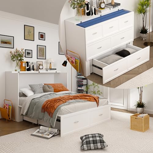 ECACAD Multi-Functional Night & Day Furniture Murphy Cabinet Bed, Full...
