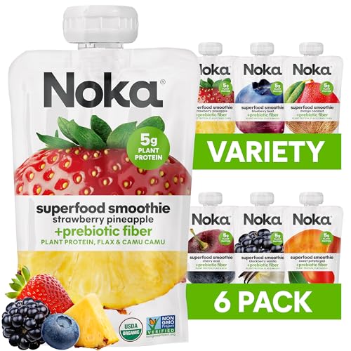 Noka Superfood Fruit Smoothie Pouches Variety Pack, Healthy Snacks...