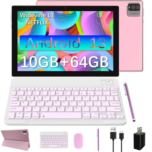 2 in 1 Tablet, 10 inch Android 13 Tablet with Keyboard,...