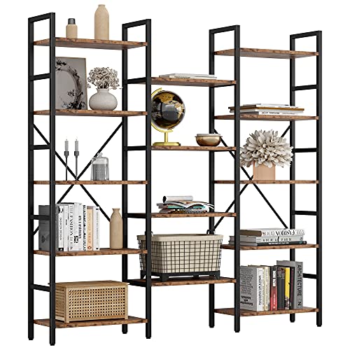 IRONCK Bookcases and Bookshelves Triple Wide 5 Tiers Industrial...