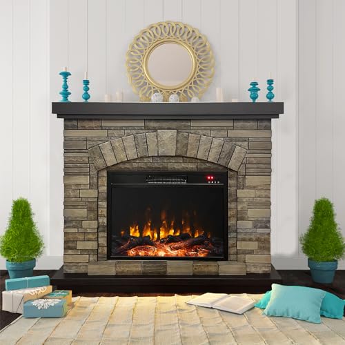 Cloud Mountain Electric Fireplace with Mantel, Tall Fire Place Heater...
