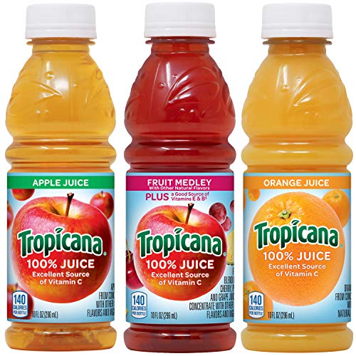 Tropicana 100% Juice, 3 flavor, 10 fl oz (Pack of 24) - Apple Juice,...