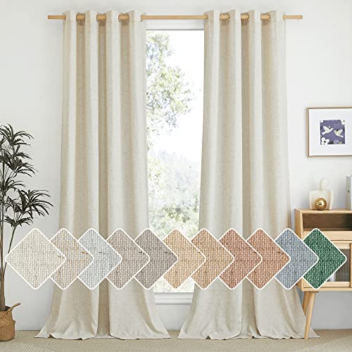 NICETOWN Natural Linen Curtains 84 inch Long 2 Panels Set, Grommet Top...