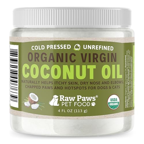 Raw Paws Virgin Organic Coconut Oil for Dogs & Cats, 4-oz - Treatment...