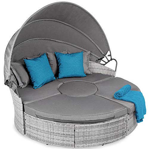 Best Choice Products 5-Piece Modular Patio Wicker Daybed Sectional...