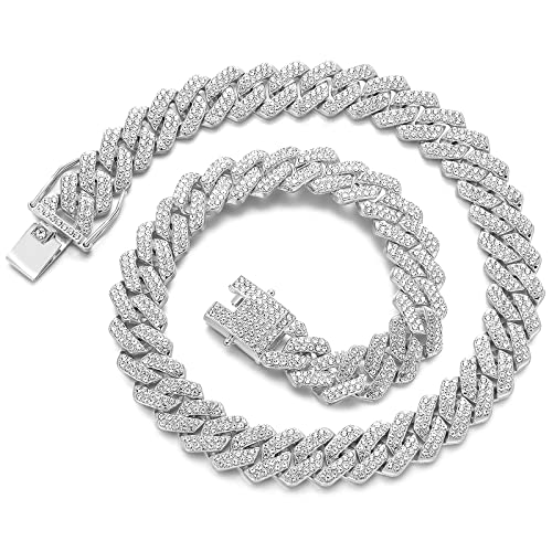 JUNVirtuous Cuban Link Chain Mens Iced Out Miami Cuban Necklace...