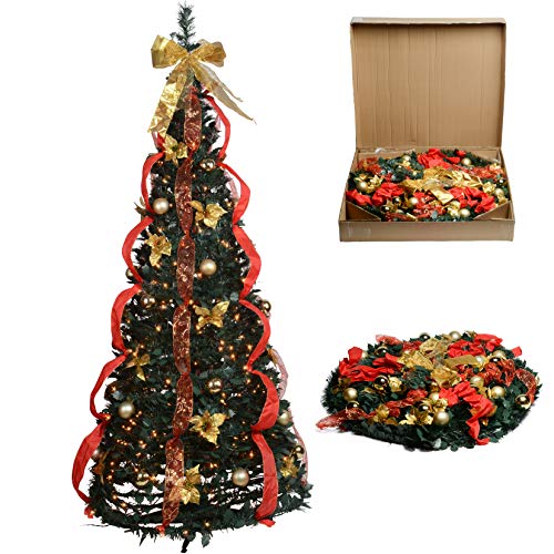 Prextex Premium 6 ft Pre-Decorated Christmas Tree with 350 Warm...