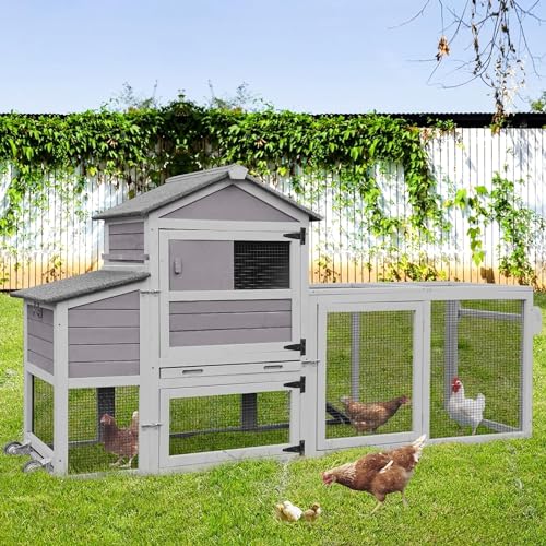 Chicken Coop for 2-4 Chickens, Mobile Chicken House for Outdoor with...