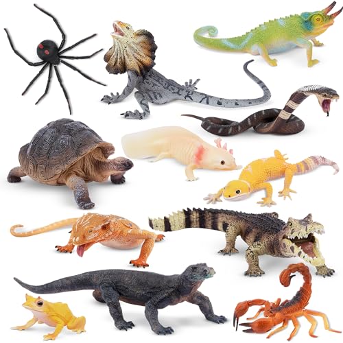 Toymany 12PCS Reptile Animal Figurine Toys Set, Cold Blooded...