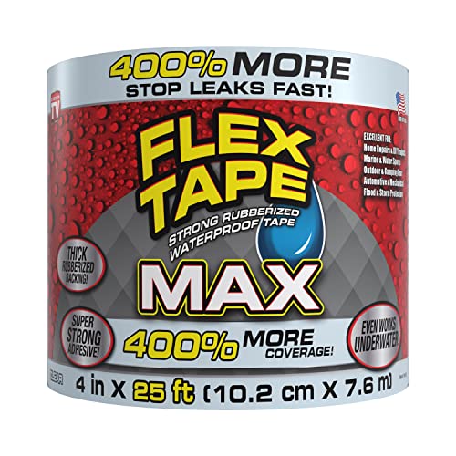 Flex Tape, MAX, 4 in x 25 ft, Clear, Original Thick Flexible...