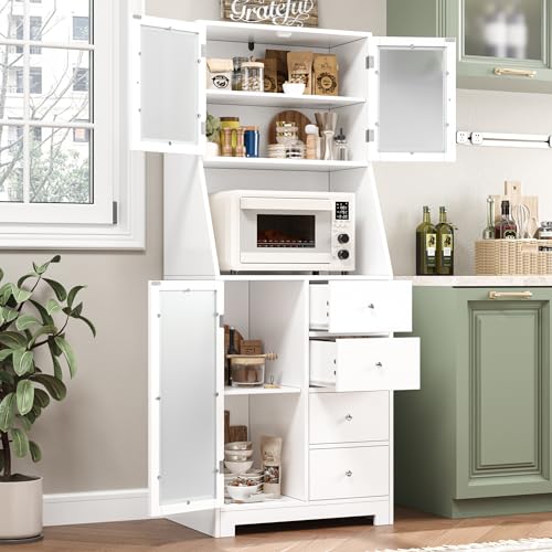 BOTLOG 64'' Tall Kitchen Storage Cabinet, Freestanding Kitchen Hutch...