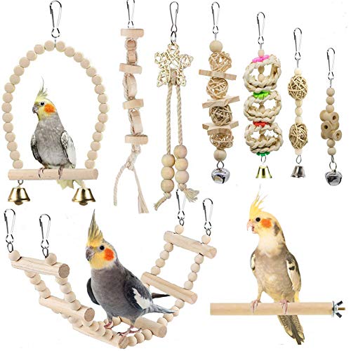 Bird Parrot Swing Toys, Chewing Standing Hanging Perch Hammock...