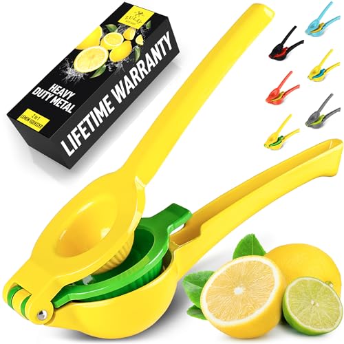 Zulay Kitchen Metal 2-in-1 Lemon Squeezer - Sturdy Max Extraction Hand...