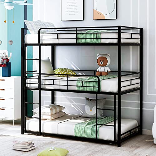 DNYN Twin Triple Bunk Bed with Built-in...