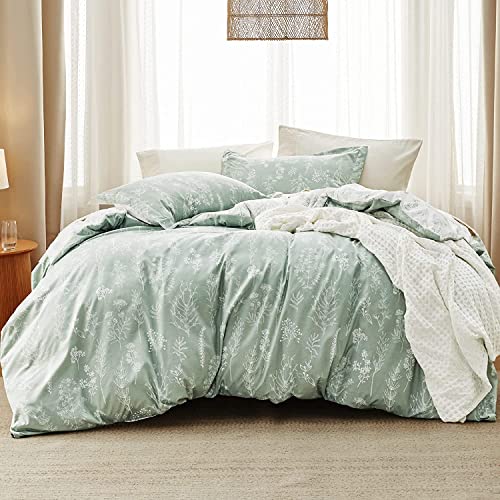 Bedsure Queen Comforter Set - Sage Green Comforter, Cute Floral...