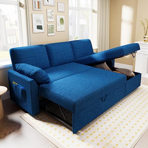 VanAcc Sofa Bed, Sleeper Sofa with Storage Chaise- 2 in 1 Pull Out...