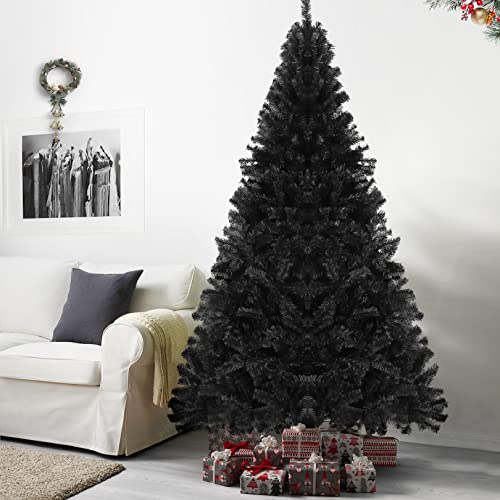 7.5FT Black Artificial Halloween Tree, Unlit Full Holiday Christmas...