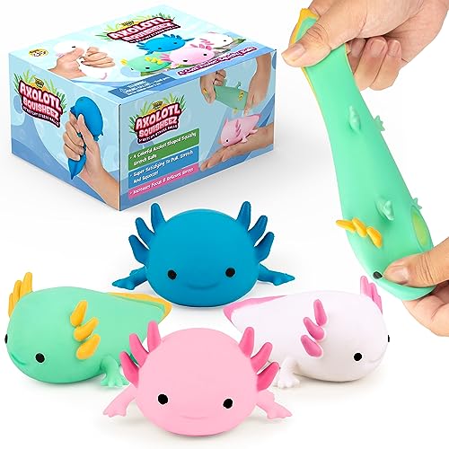 YoYa Toys Squisheez Axolotl 4Pack - Mini Squishy Animal Toys for...