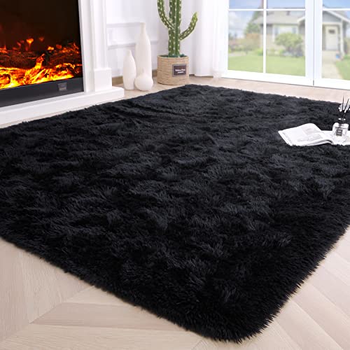 Noahas Fluffy Bedroom Rug Carpet,4x5.3 Feet Shaggy Fuzzy Rugs for...