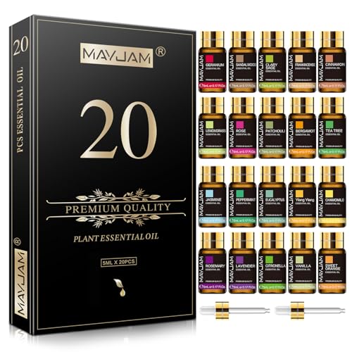 MAYJAM Tea Tree 20 Pcs Pure Essential Oil Gift Set, for Diffuser,...