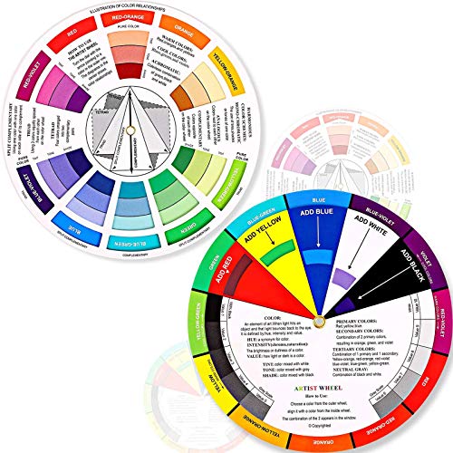 2 Pieces Color Wheel, Paint Mixing Learning Guide Art Teaching Tool...