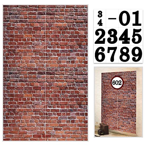 Brick Wall Party Backdrop, Wall Decoration, Curtains Door, Old Red...