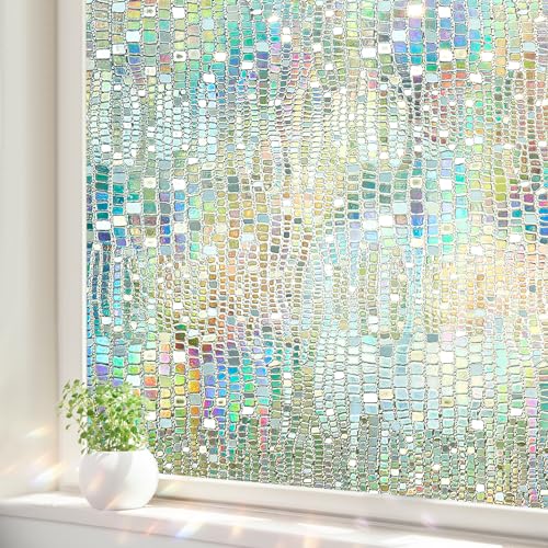 ALIUNI Rainbow Window Privacy Film:3D Stained Glass Decorative Static...