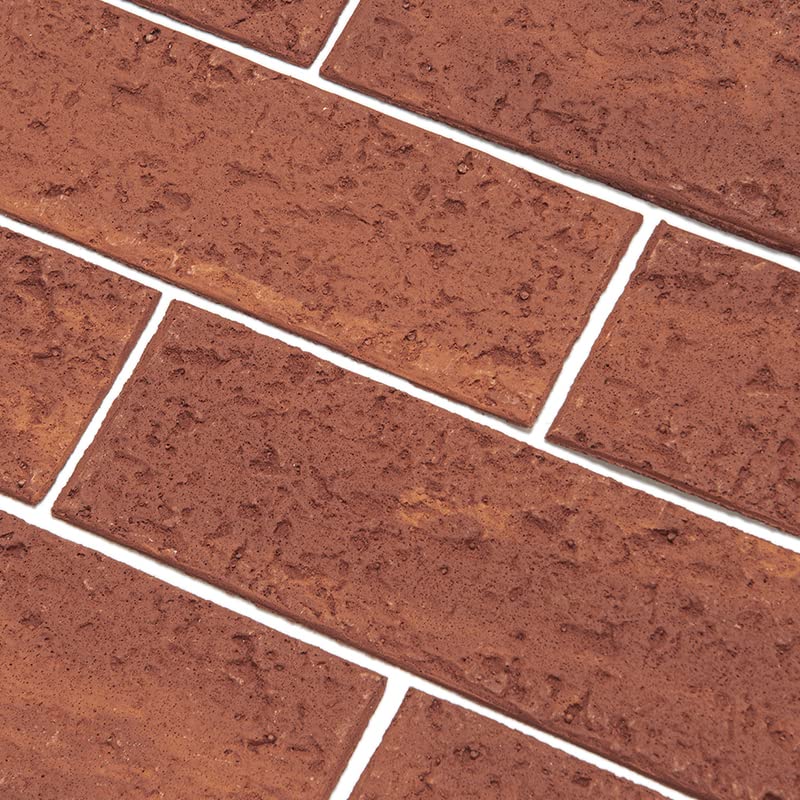 TORURAL 100 Red Faux Brick Wall Tiles, Inorganic Minerals, 3D Thin...